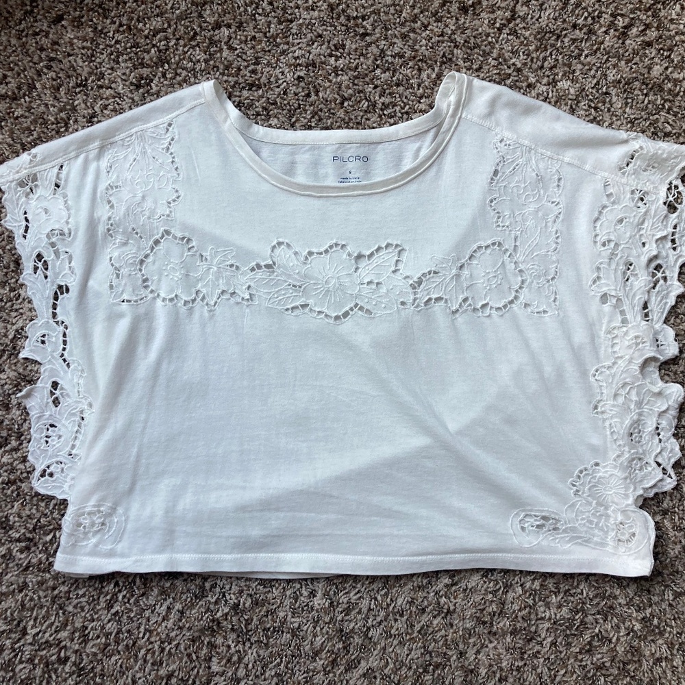 Pilcro Anthropologie White Boxy Tee